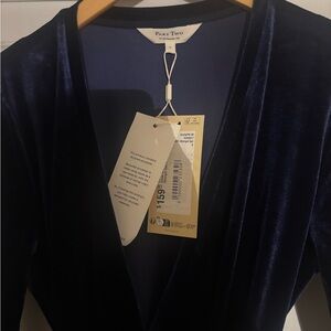 Part Two Women's Long Sleeve Velvet Dress - Navy